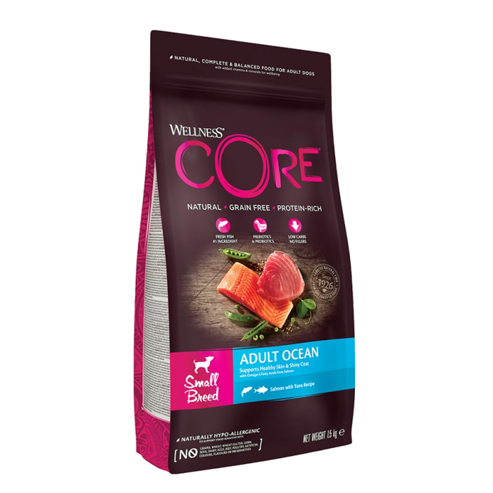 Wellness Core Xira trofi Skulou Adult Original Small Breed Solomos & Tonos 1,5Kg